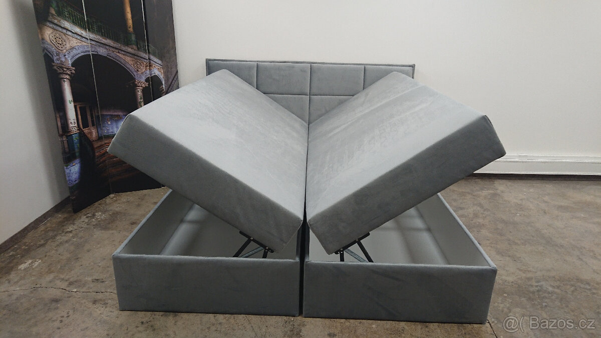 Nová šedá boxpostel NOVA 180x200cm s úložným prostorem - 2