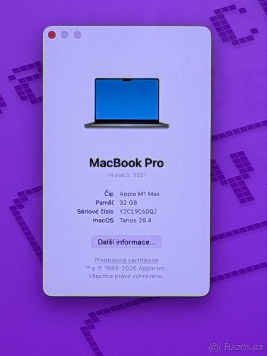 MacBook Pro 14” 2021/32GB/M1 MAX/512GB SSD DISK/Záruka - 2