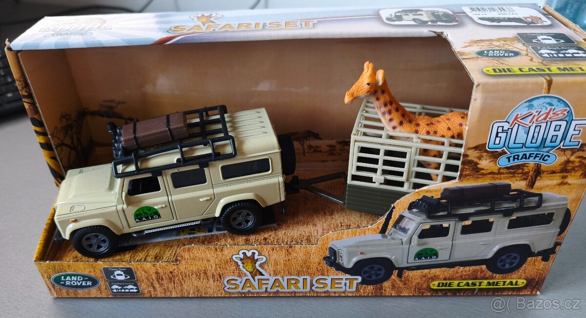 Kovové auto s přívěsem pro žirafu Hipo Safariset - 2