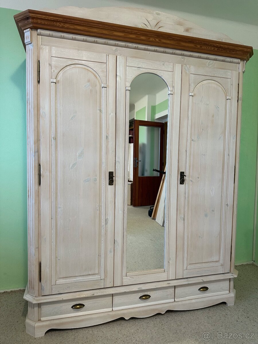 Vintage kompletní dřevěná ložnice, bílá Shabby Chic styl - 2