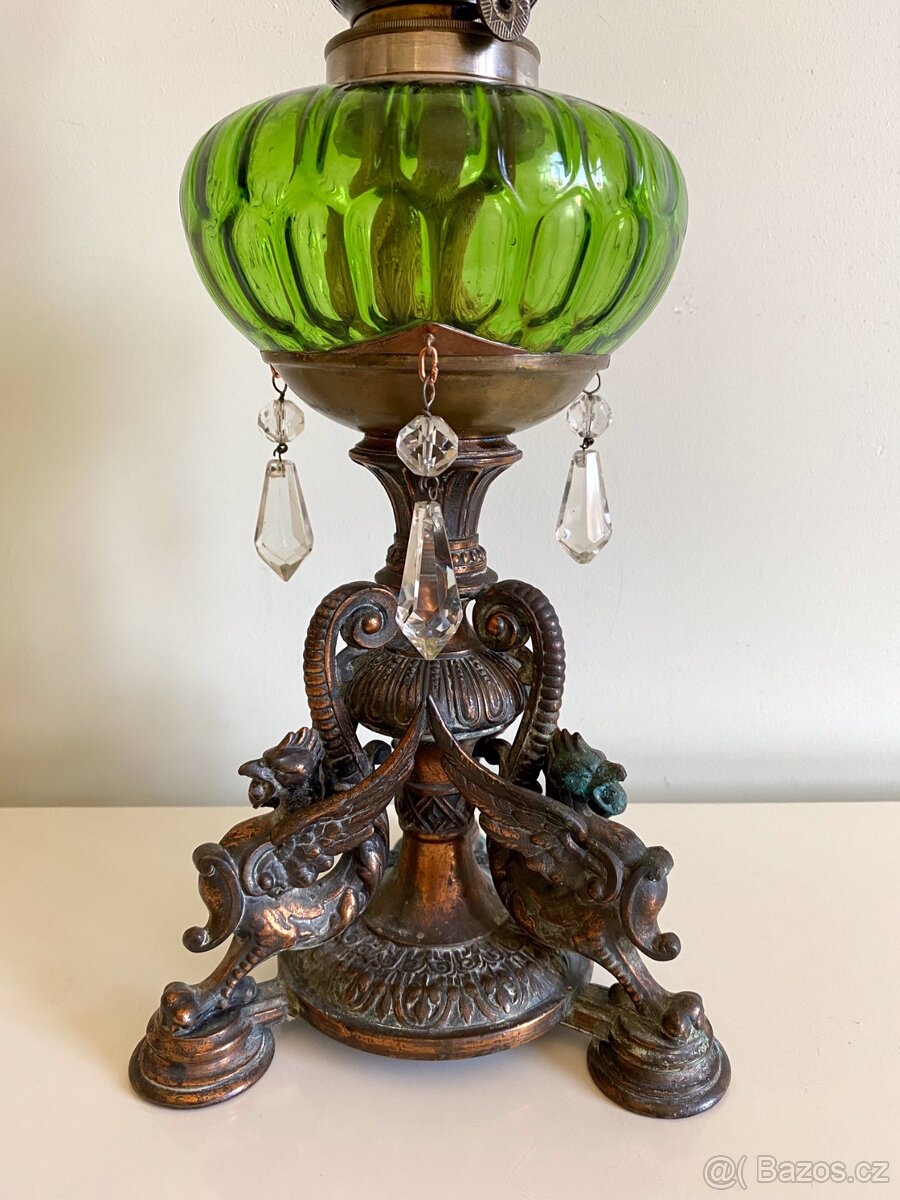 Starožitná figurální petrolejová lampa petrolejka - 2