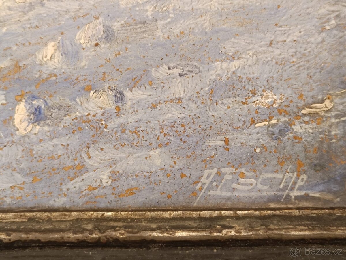 Obraz Sněžka, A. Esche, olej 30x37 - 2