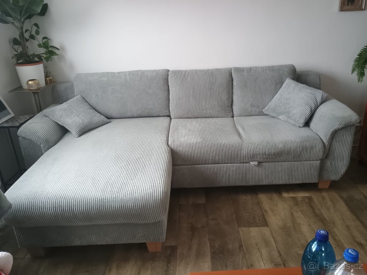 Šedá rohová rozkládací sedací souprava - 2