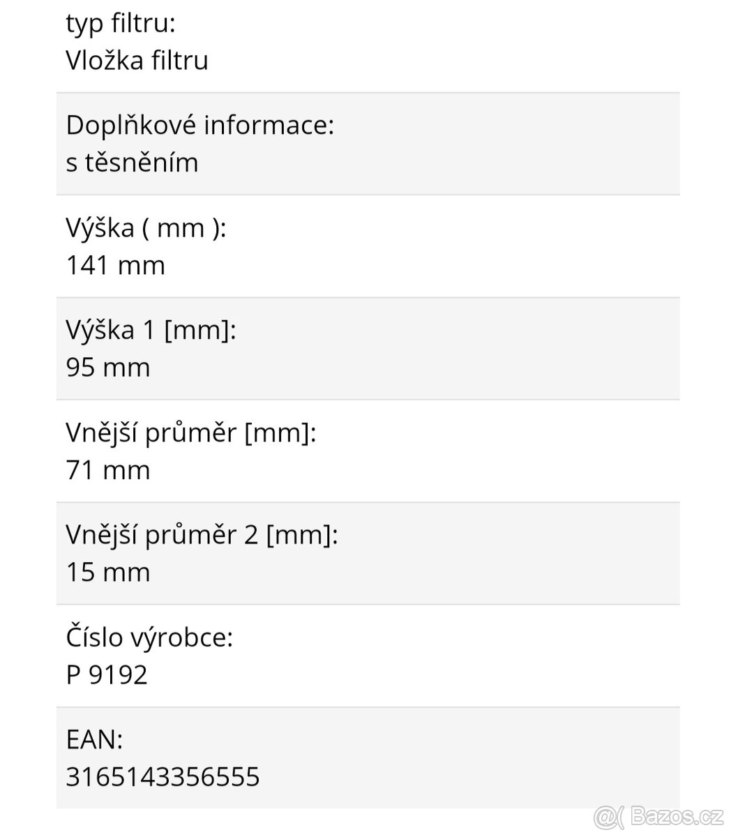 Olejový filtr BOSCH 1 457 429 192 - 2