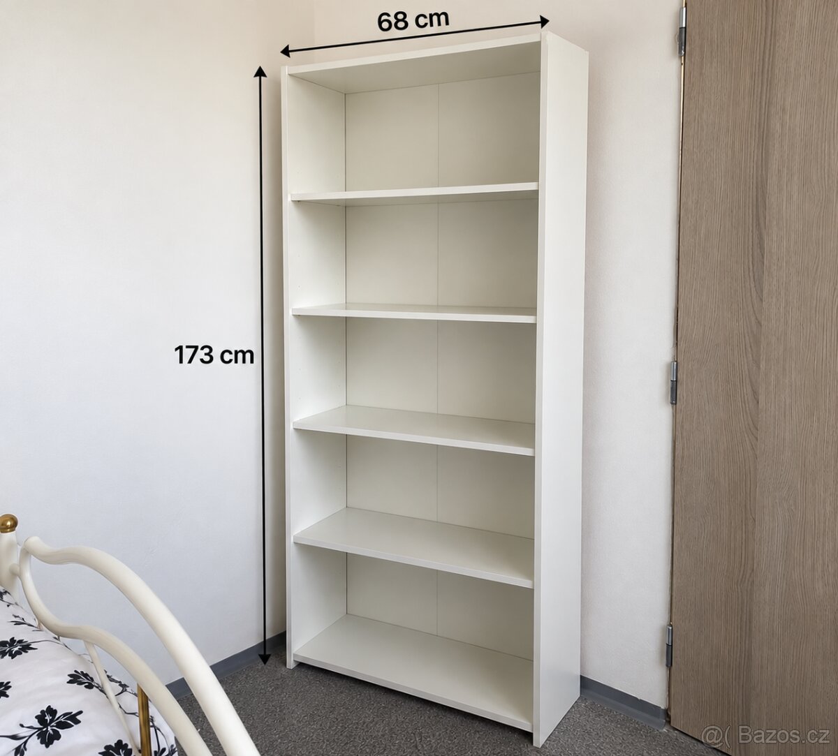 Bílá knihovna / regál s policemi – 173 × 68 × 23 cm - 2