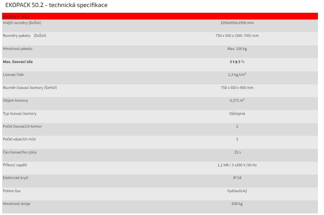 EKOPACK 50.2 dvoukomorový lis - 2