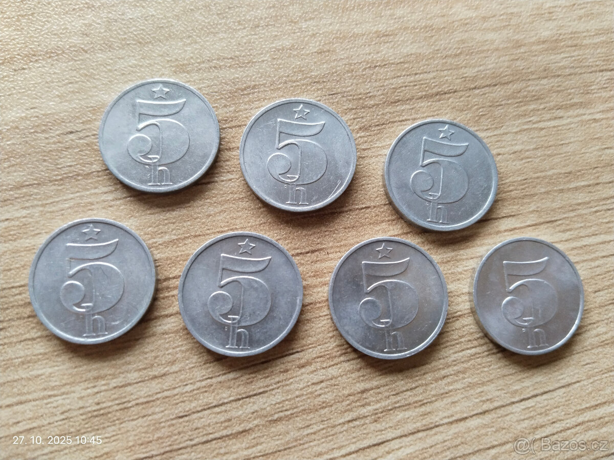 7x 5 haléřů Československo - 2