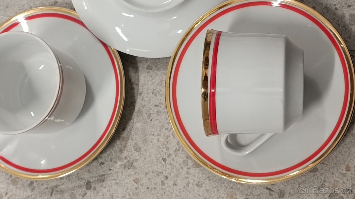 Porcelánové hrníčky a talířky 9 kusů Bohemia - 2