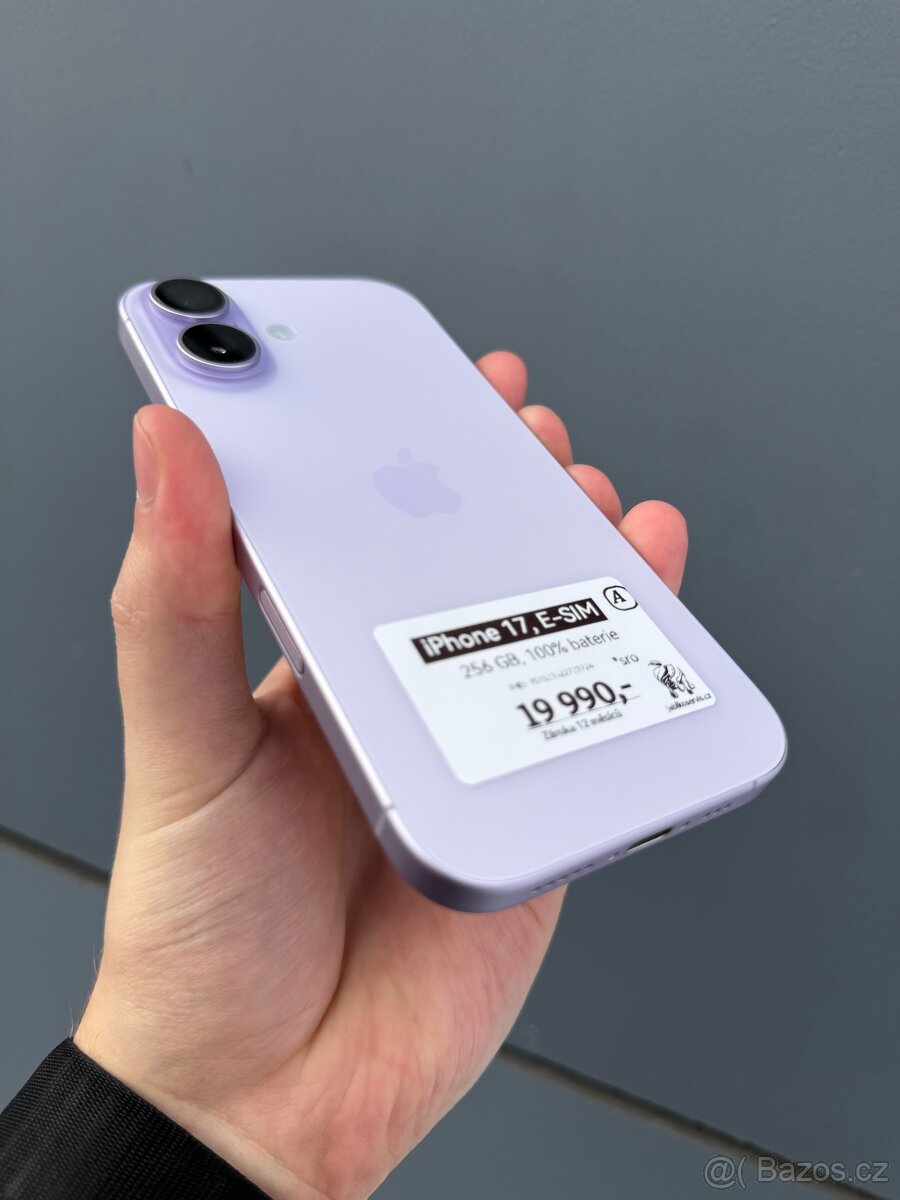 iPhone 17 - 256GB - 100% BAT - Levandulová - 12M ZÁRUKA - 2