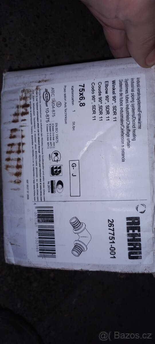 Mosazné koleno Rehau 75x6.8 - 2