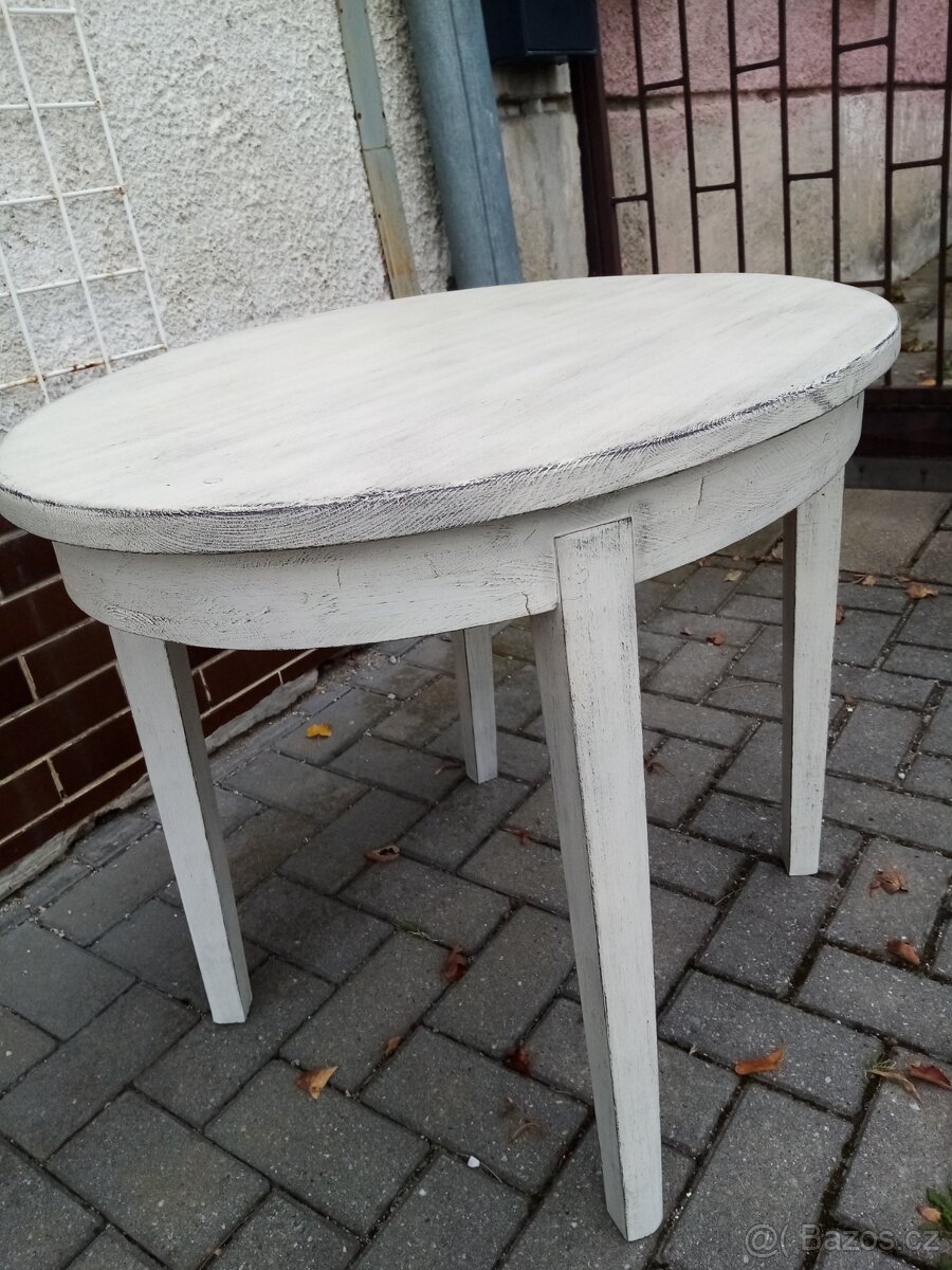 Starožitný odkládací, kafe stolek ovál - 2