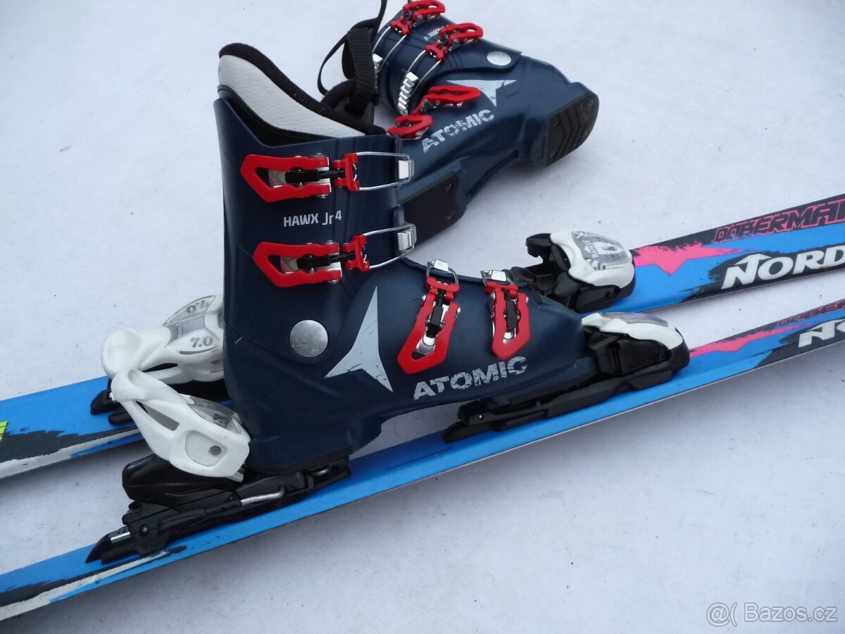 282. Lyže NORDICA - 130 cm + boty ATOMIC 38 eu - set - 2