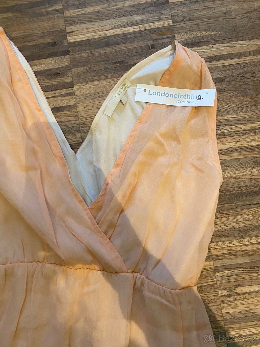 Dlouhé světle oranžové šaty vel.S - 2