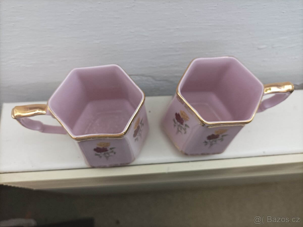 Hrnky - růžový porcelán - 2