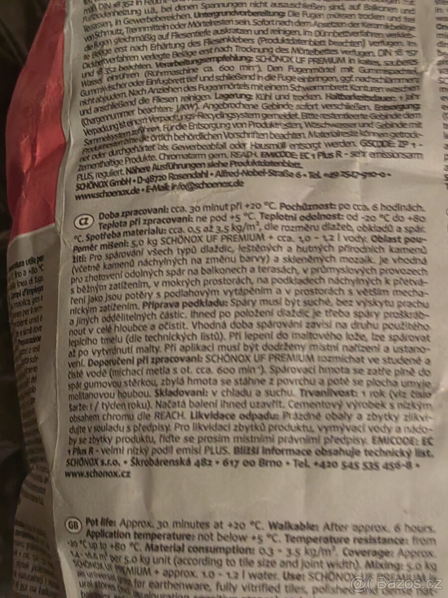 Spárovací hmota, spárovačka, šedá, nová. - 2