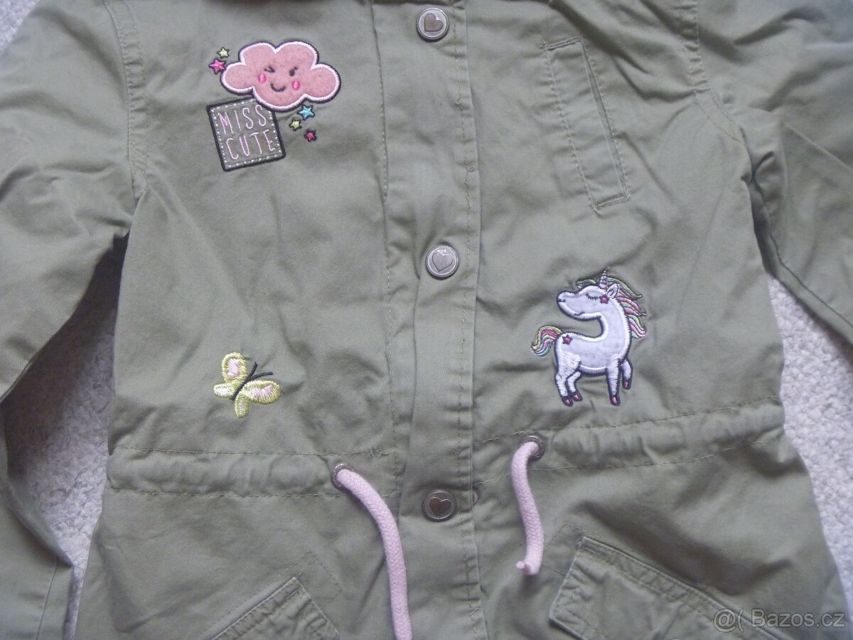 jarní dívčí khaki parka s jednorožcem zn. Dopodopo vel. 128 - 2