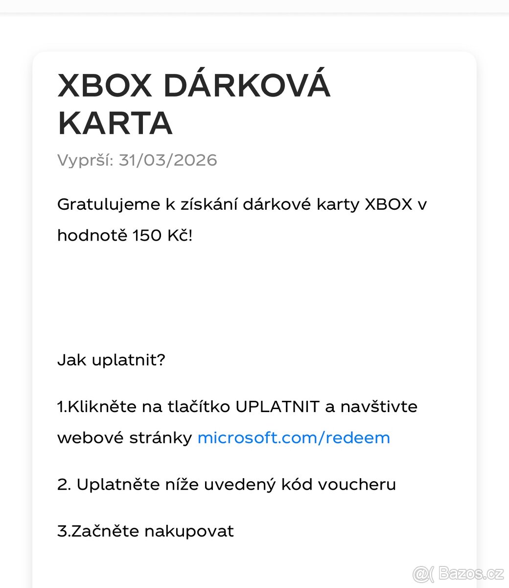 Xbox dárková karta 150kč - 2