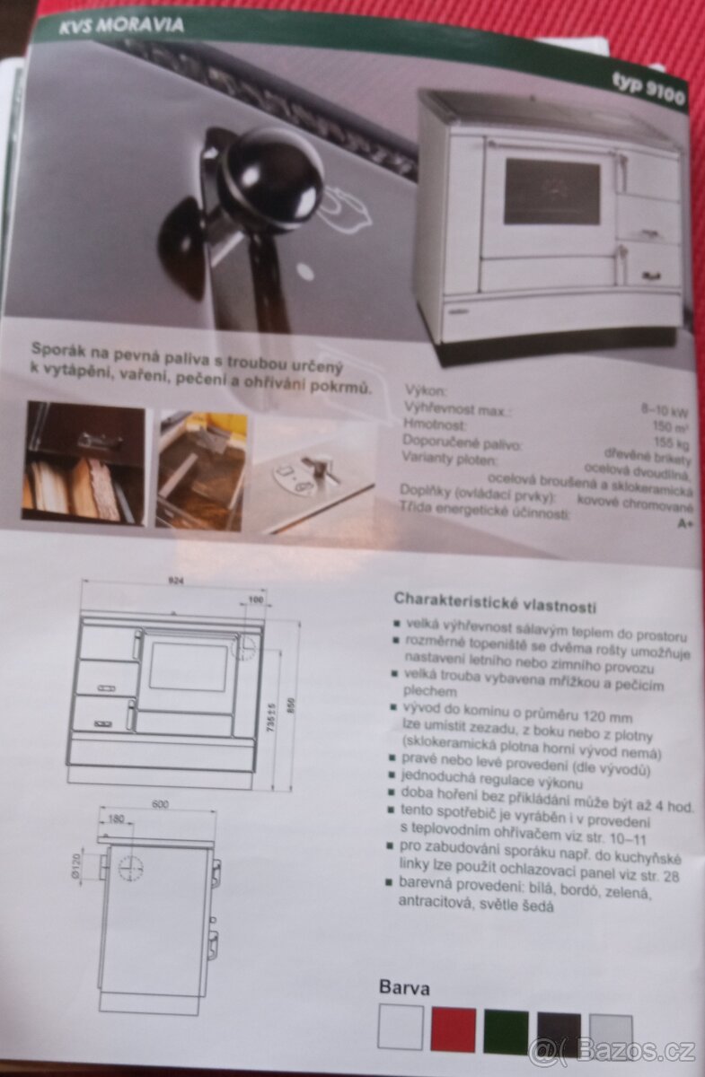 Kamna se sporákem KVS Moravia 9100 - 2