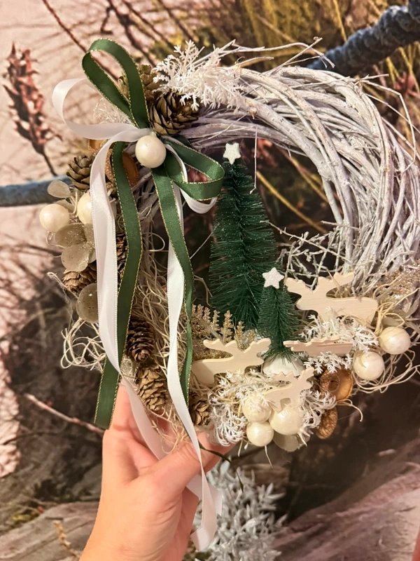 Zimní věnec na dveře-nový ruční práce - 2