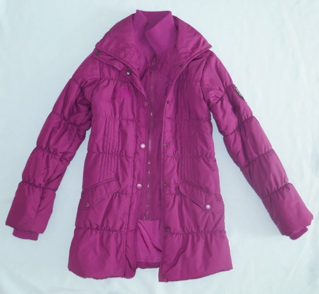 Fialová zimní prošívaná bunda, vel. 38, zn. C&A - 2