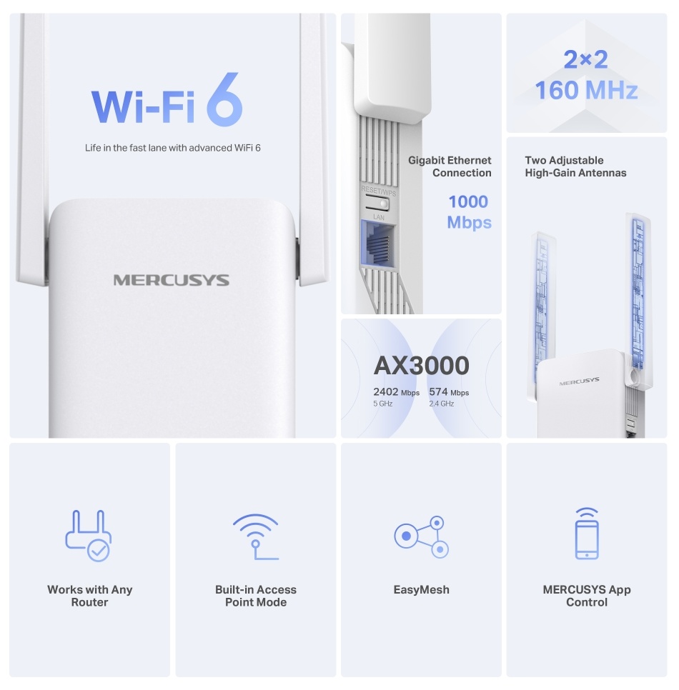 WiFi extender zesilovač me80x - 2