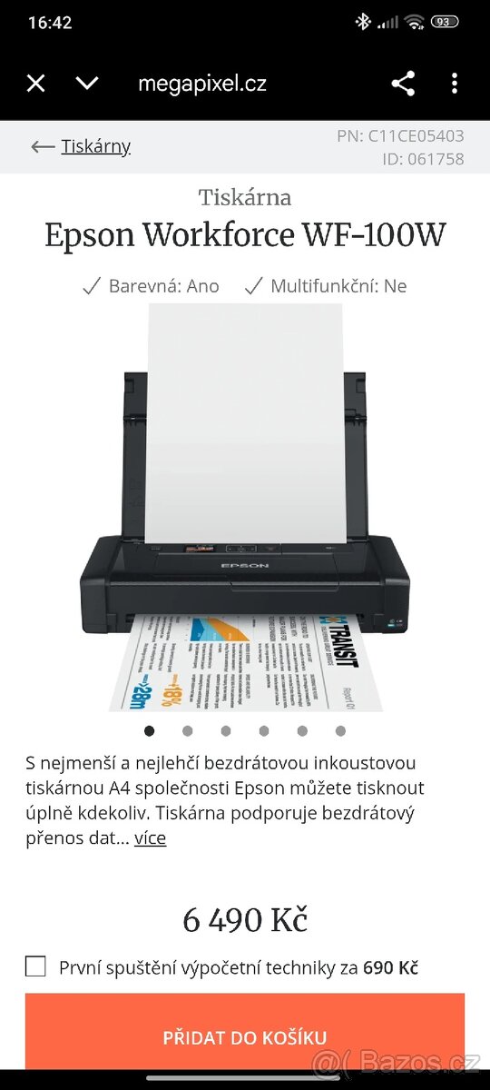 EPSON WorkFORCE WF-100W inkoustová přenosná tiskárna - 2