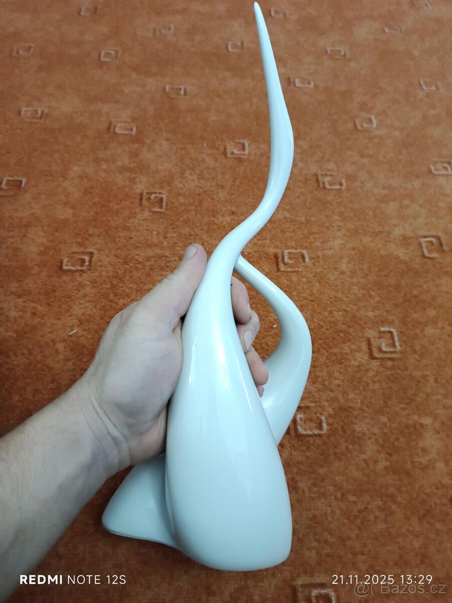 Porcelánová Soška volavky ježek royal dux brusel - 2