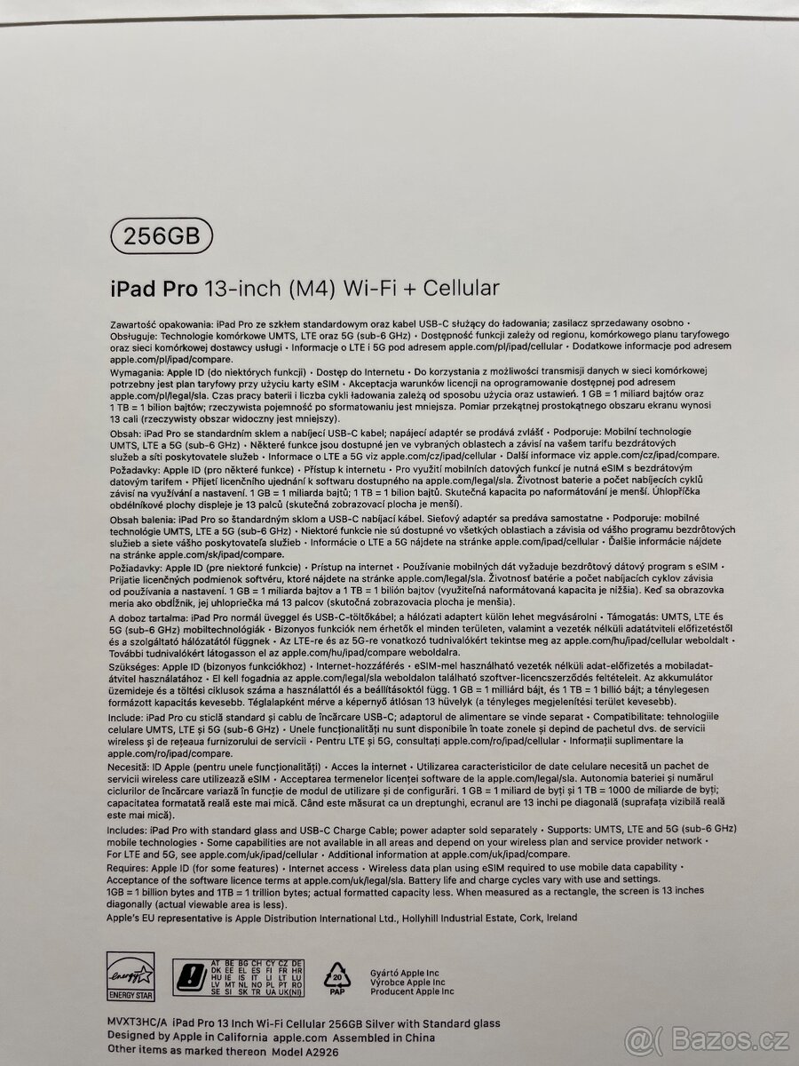 Novy Apple iPad Pro 13" Cellular Silver 256GB M4 +Pris, Zar - 2