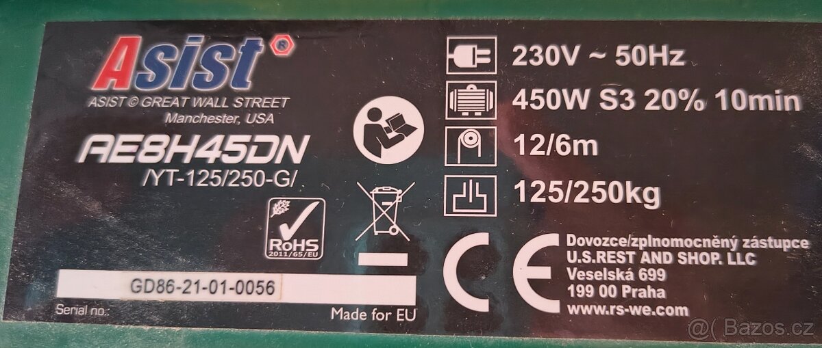 Lanový naviják 125/250 kg - 2