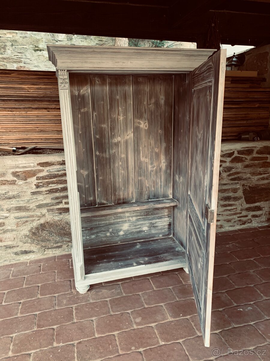 🌟 Designová zrenovovaná šedá skříň s patinou🌟 - 2