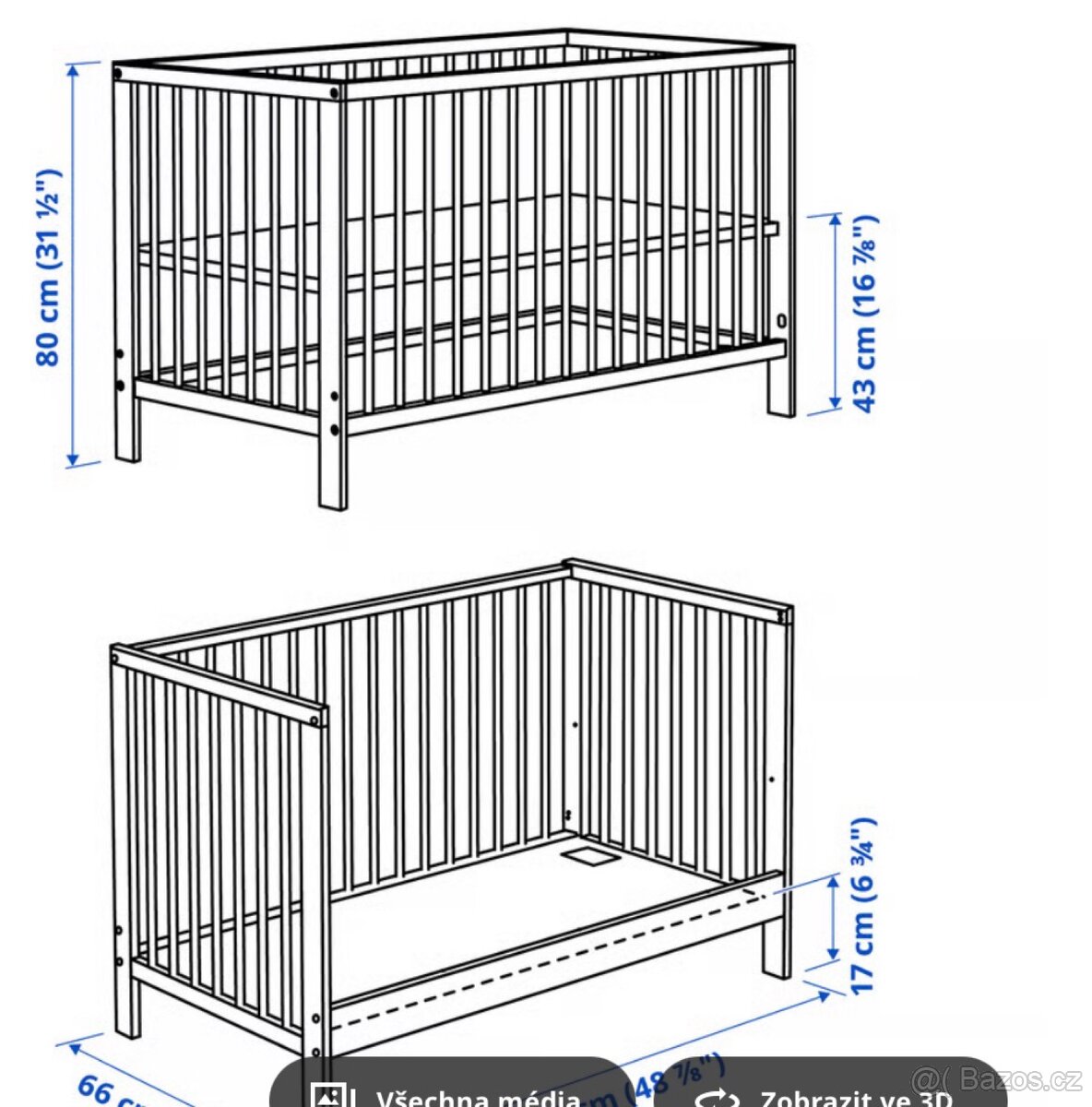 GULLIVER Dětská postýlka, bílá, 60x120 cm - 2