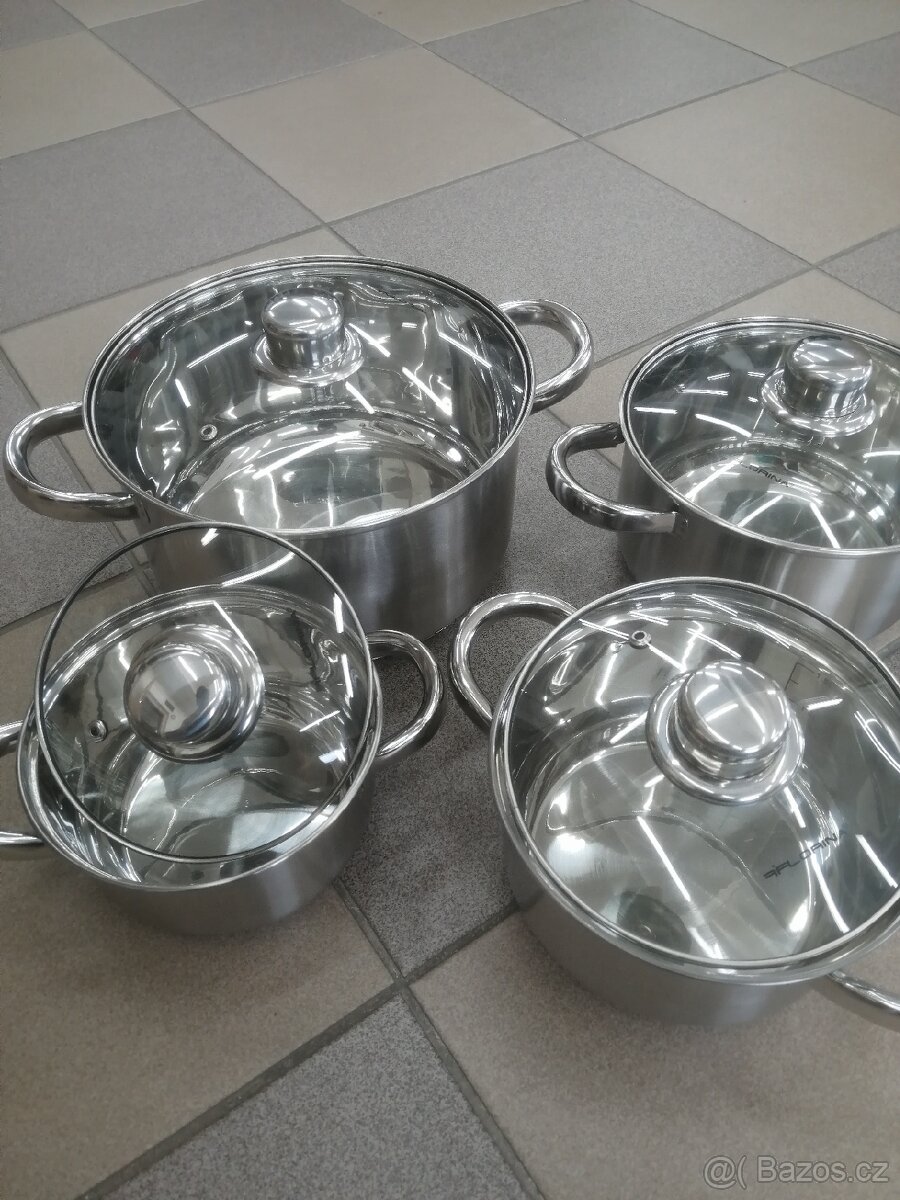 Luxusní sada nových nerez hrnců 8dilu,na indukci, plyn atd - 2