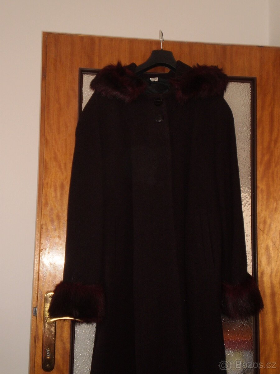 kabát dámský - 3/4 délky - kožich s kapucí - velký XXXL - 2