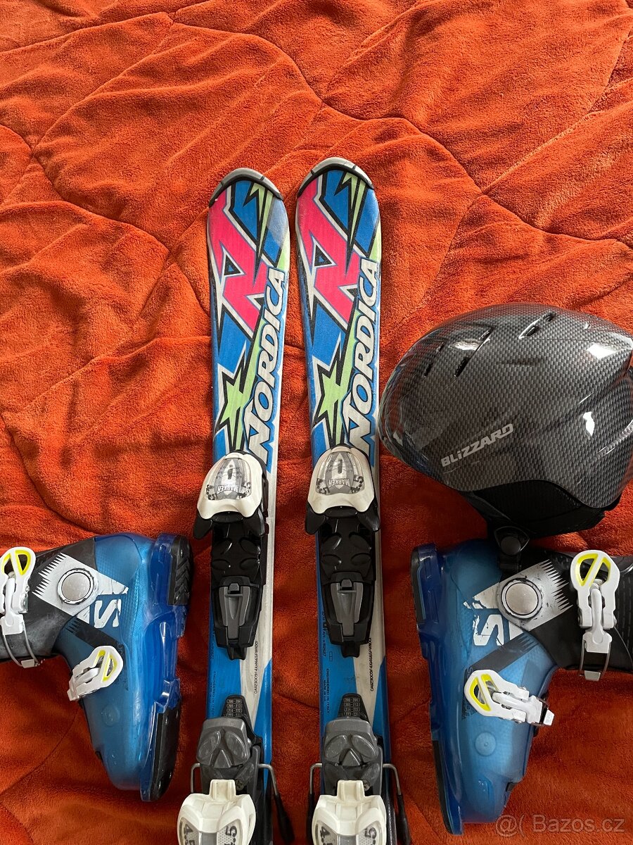 Dětské lyže Nordica 100 cm + lyžáky 30-31+helma - 2
