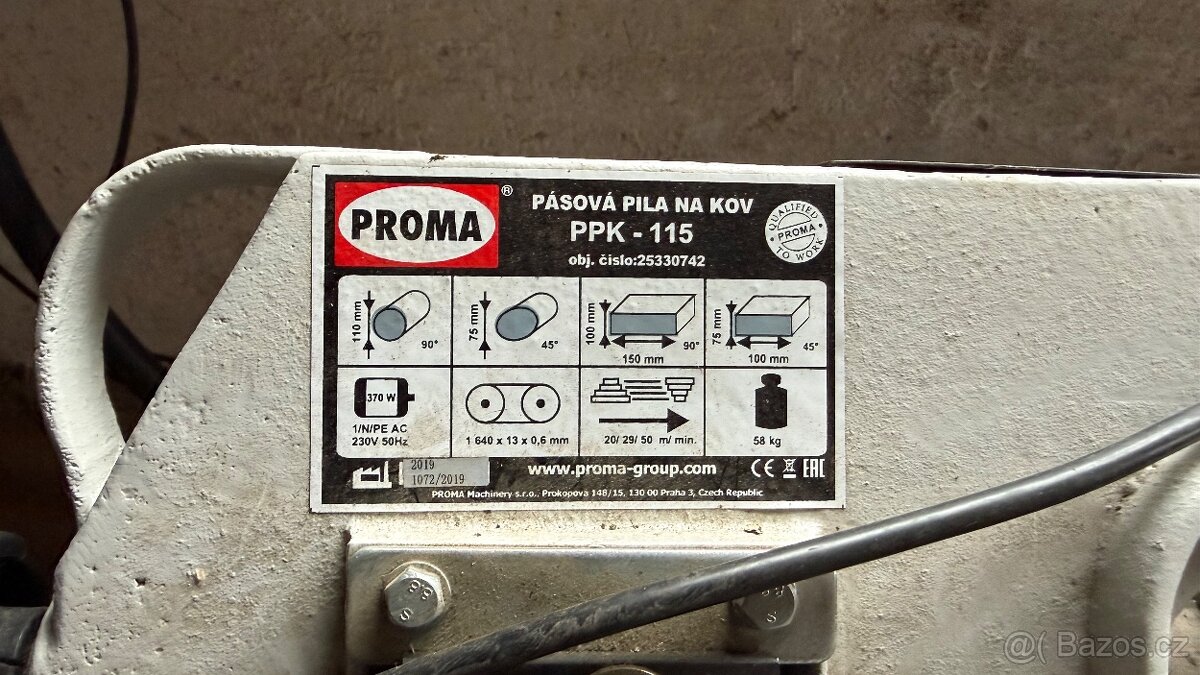 Pásová pila na kov PROMA PPK-115 - 2