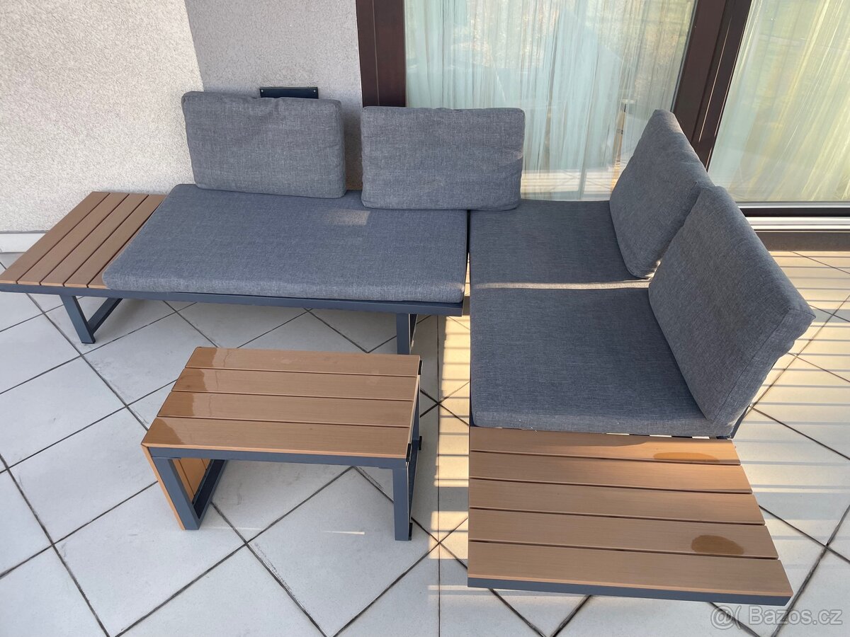 Zahradní / balkonový nábytek – pohovka + stolek - 2