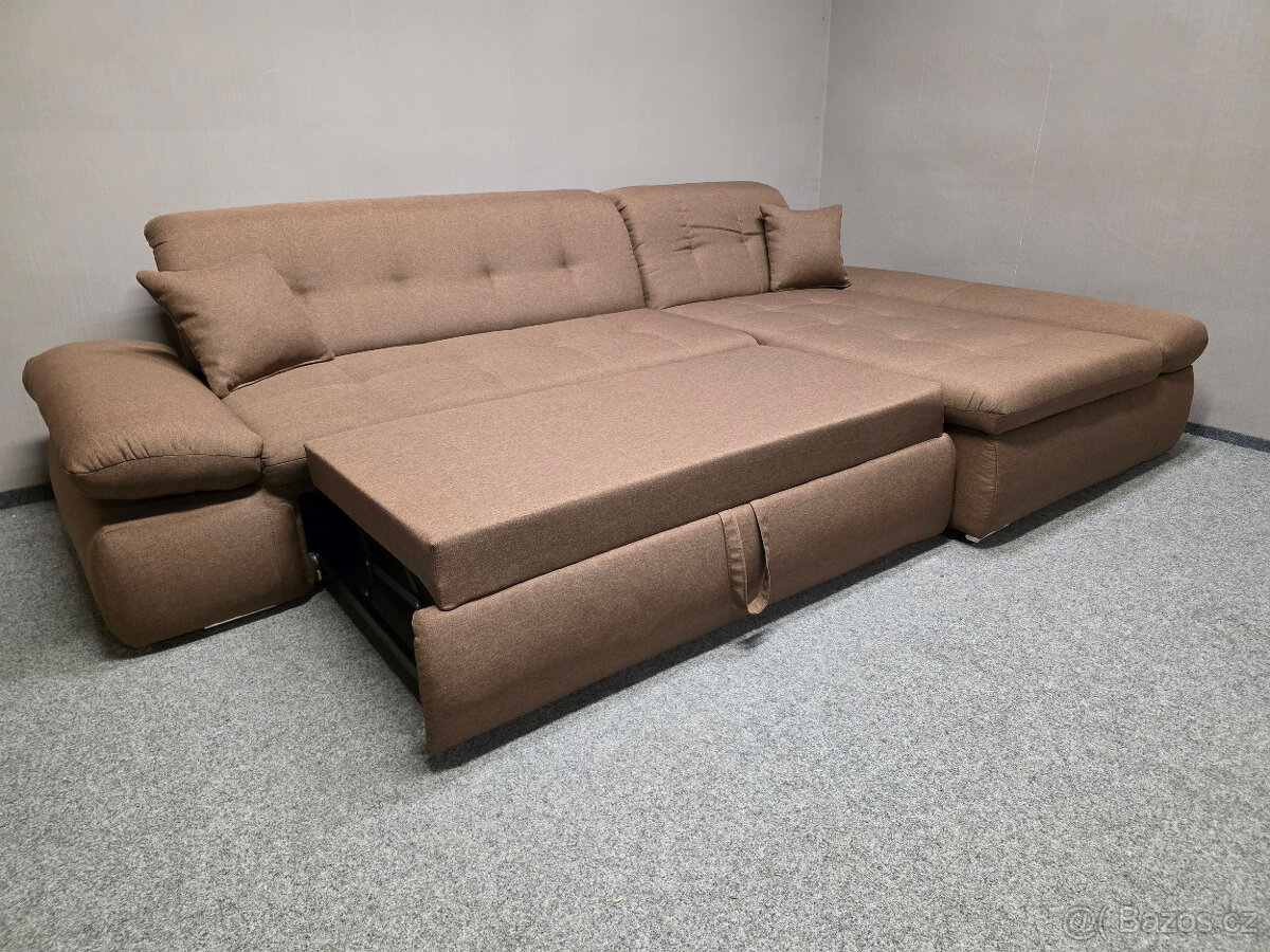 Nová rozkládací rohová sedačka LUSSY hnědá - 2