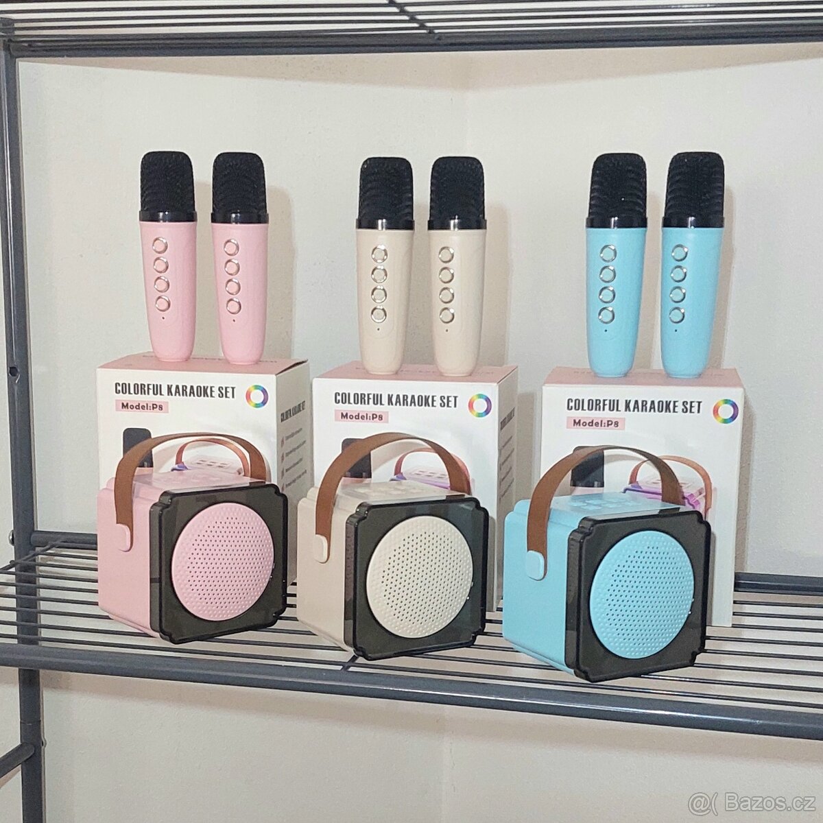 Barevný mini karaoke set - reproduktor + 2 mikrofony - nové - 2