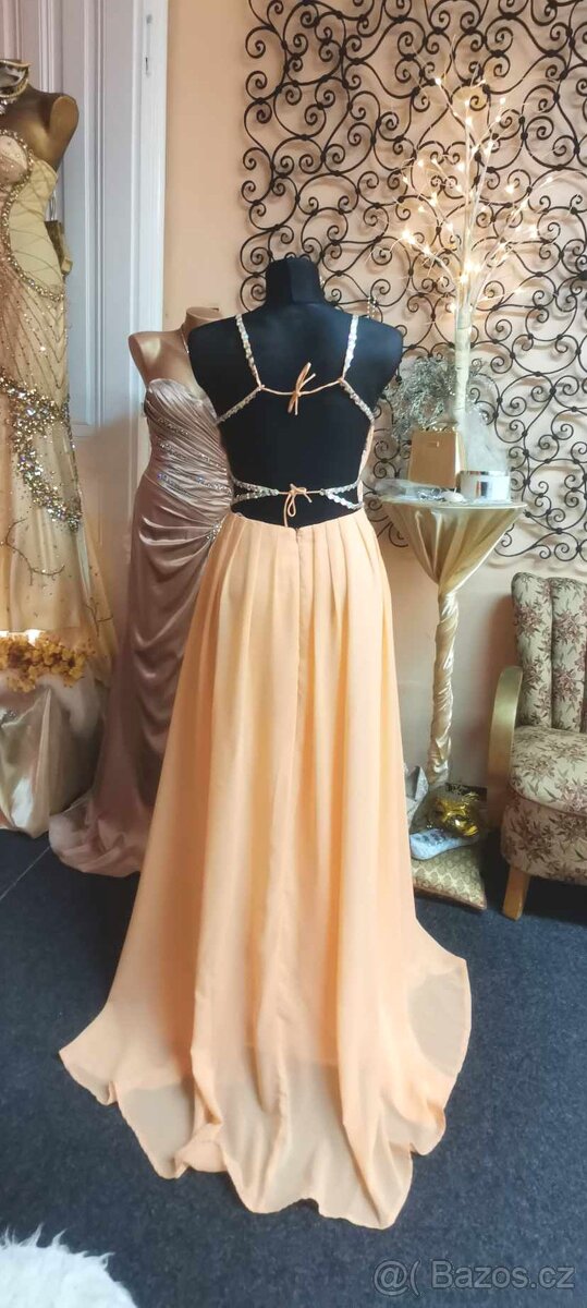 SPSPOLEČENSKÉ MATURITNÍ ŠATY S MALOU VLEČKOU vel.34/36 - 2