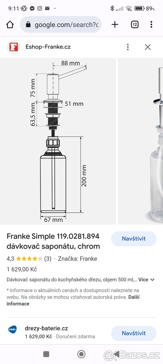 Dávkovač mýdla / jaru FRANKE - 2
