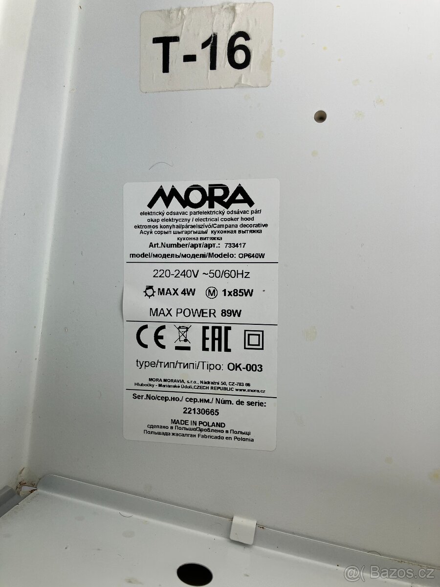 Digestoř MORA OP 640W - 2