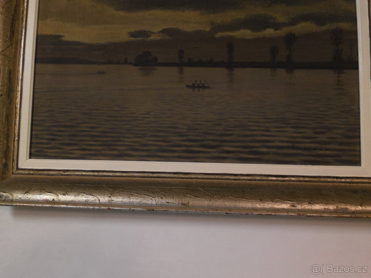 Jezero za soumraku s loďkami Karel Zápeca - 2