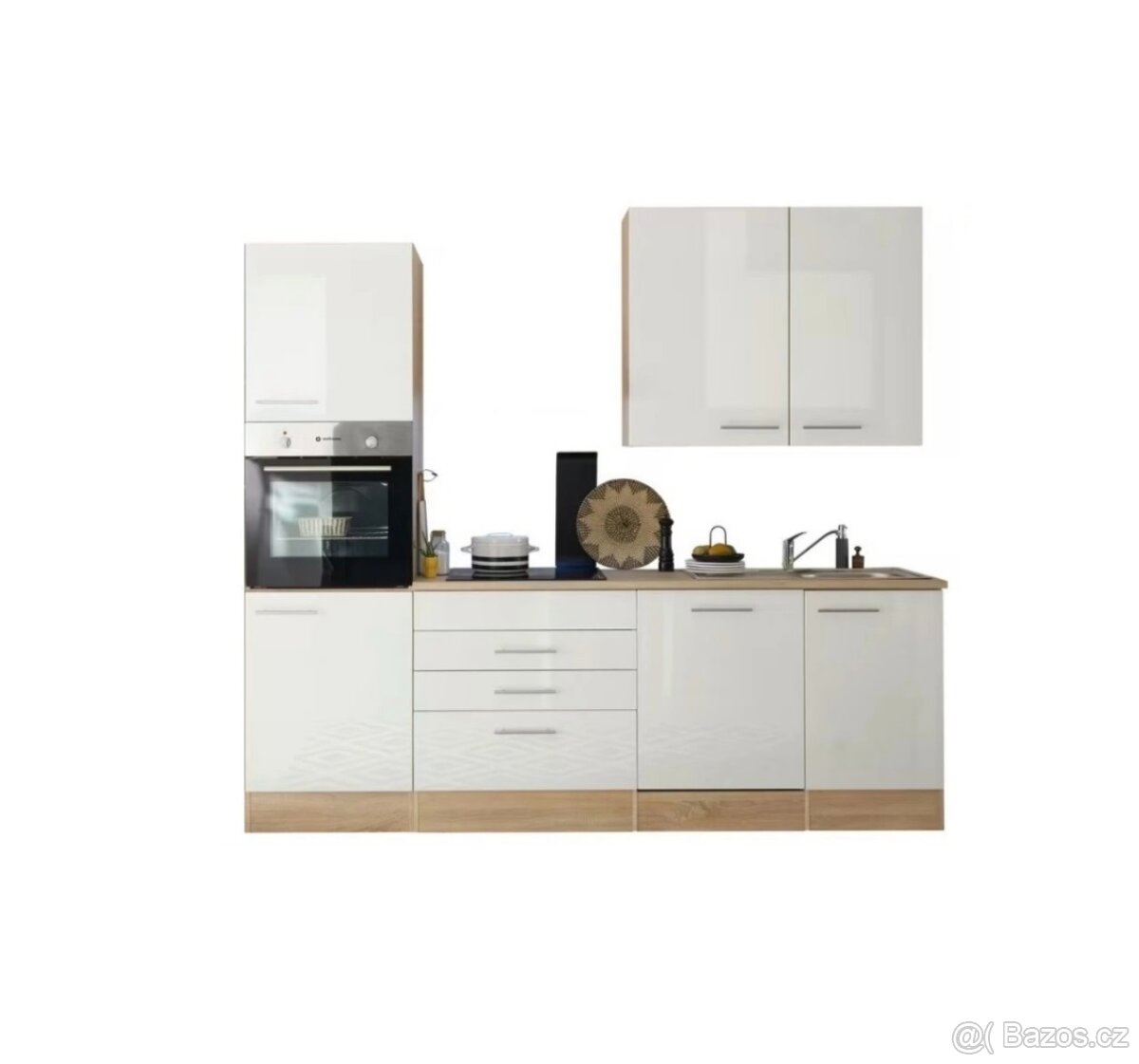 Kuchyňská linka bílá 250 cm NOVÁ 2. jakost - 2