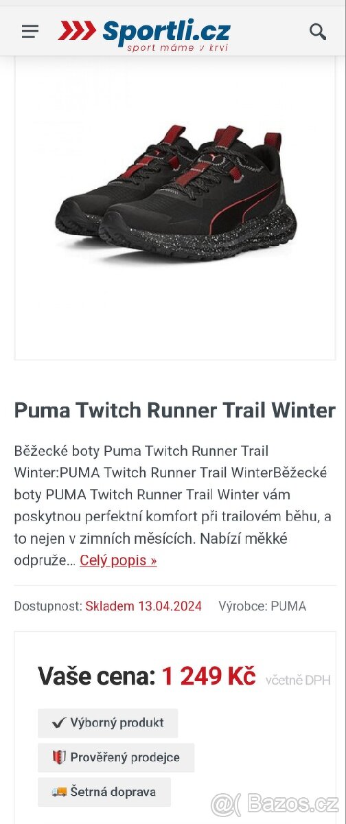 NOVÉ BĚŽECKÉ BOTY PUMA VEL.40 a 37,5 PC 1300,- - 2