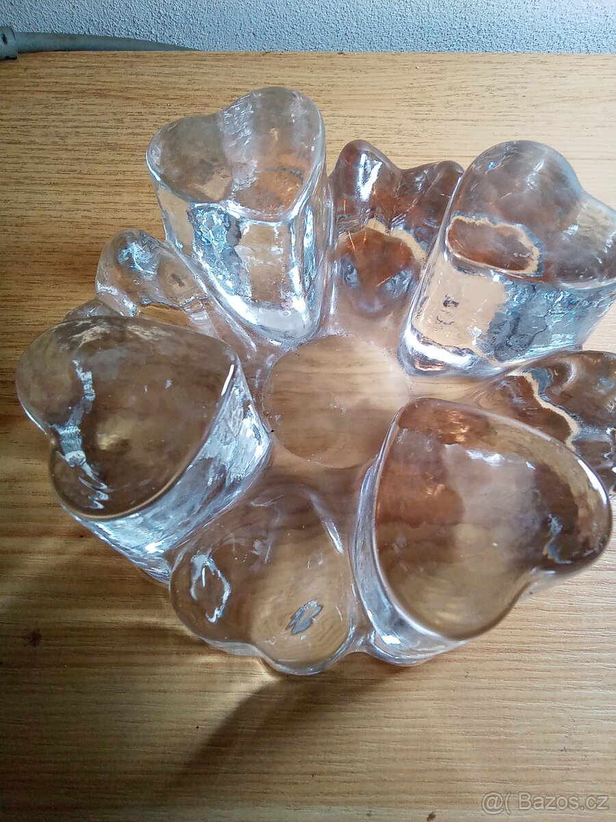 Skleněný svicen šest srdcí - 2