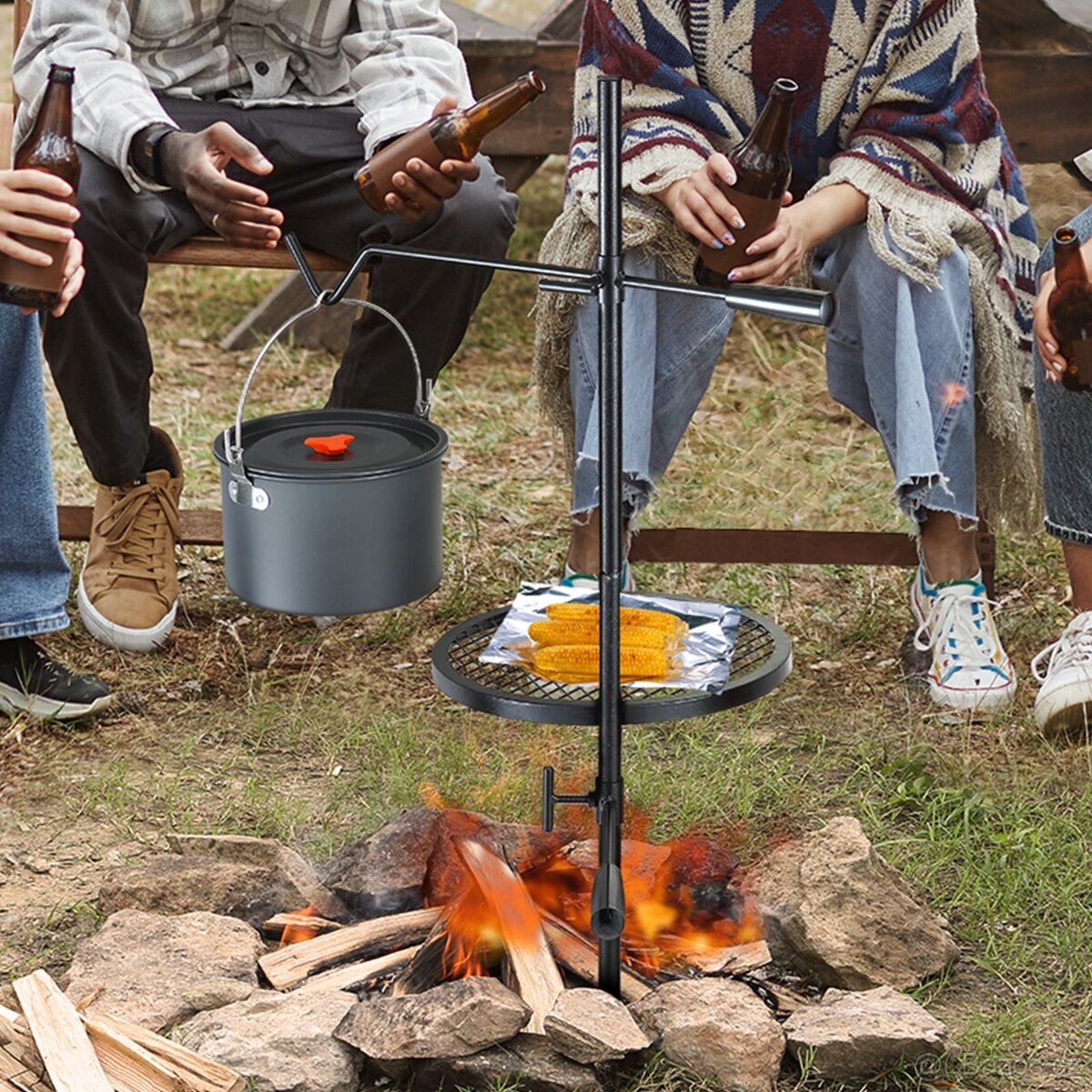 Otočný ocelový gril na stojanu - 2