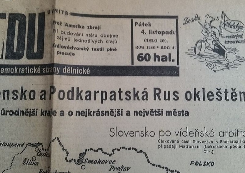 Staré noviny s vyhláškou Říš.protektora, okleštění Slovenska - 2
