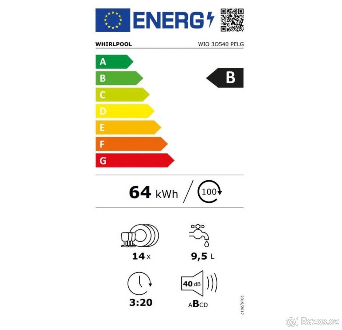 Myčka nádobí 60 Whirlpool WIO 3O540 PELG, vestavná - 2