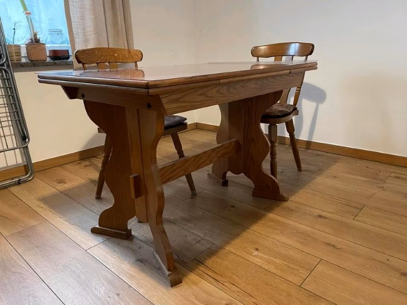 Stůl jídelní rozkládací a 4 židle - masivní - 2