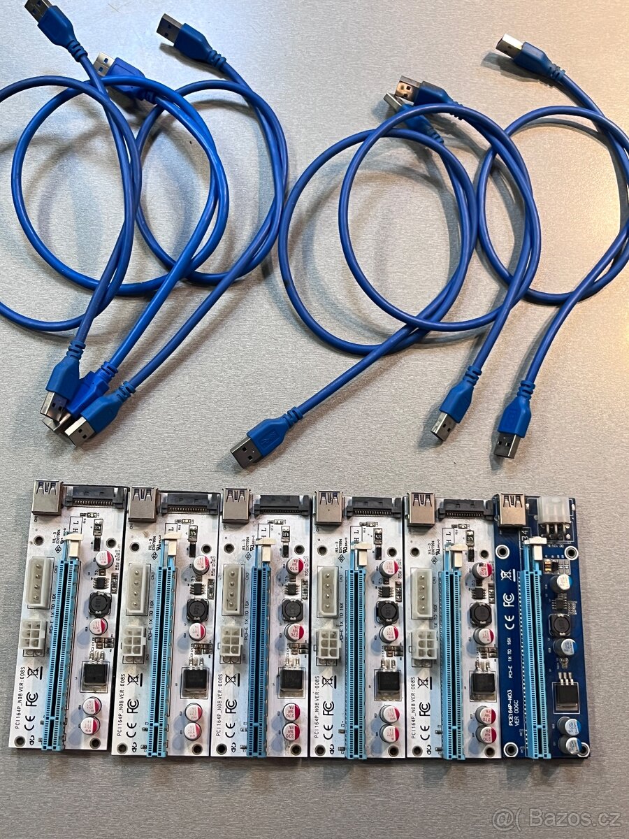 PCIe risery USB 3.0 – 6 ks (5× + 1× jiný typ) + kabely - 2